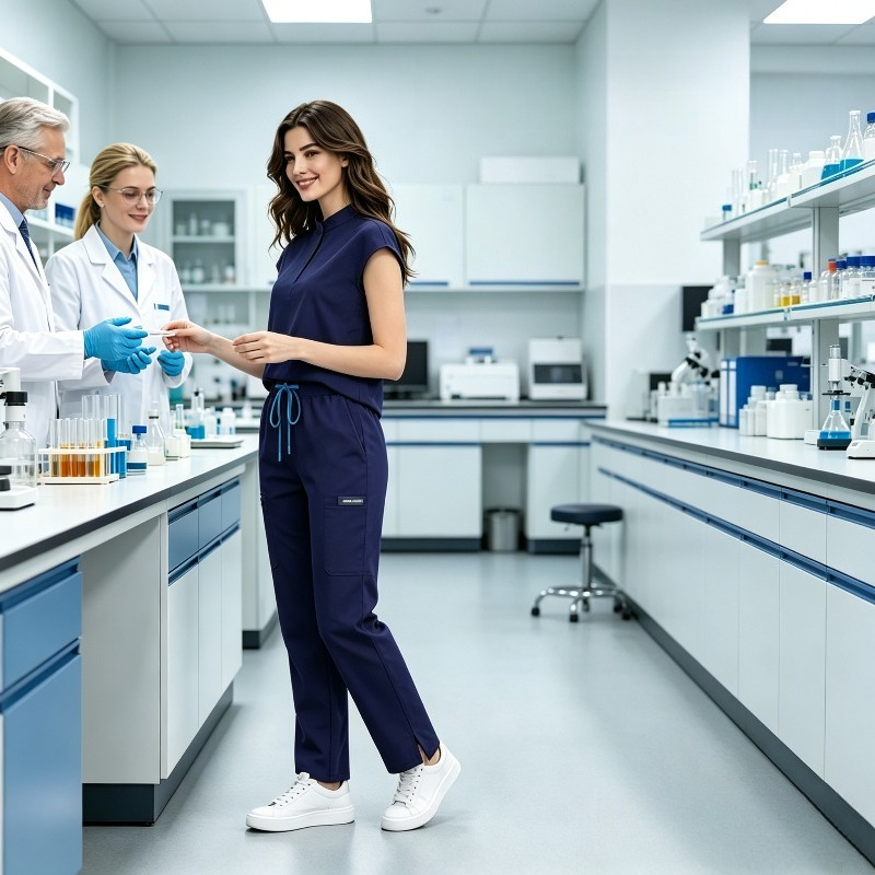 Medical Gloves - Uniforme de Enfermeira com Gola Alta,